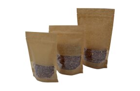 DOY-PACK KRAFT BAGS WITH WINDOW